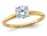 1.00 Carat (ctw Color G-H) Synthetic Moissanite Solitaire Engagement Ring in 14K Yellow Gold